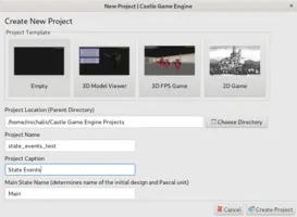 Castle Game Engine Editor New Project - View Events